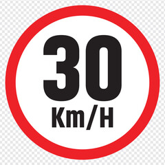 Speed limit sign 30 km h icon . vector illustration. eps 10