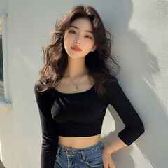 여성 여름 패션 모델