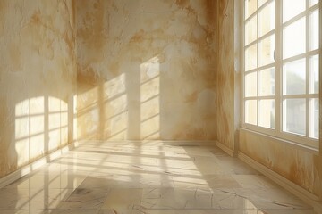 Obraz premium Empty beige room interior, Generative AI