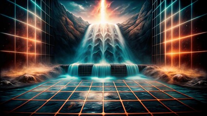 Professional Digital Grid Water Flowing Visual