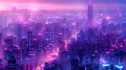 Obraz premium Beautiful Cityscape with colorful bokeh lights. Night Cityscape.