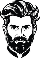 silhouette of hipster man head white background