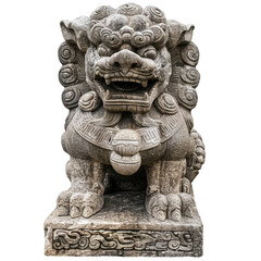 Obraz premium Chinese stone lion white background