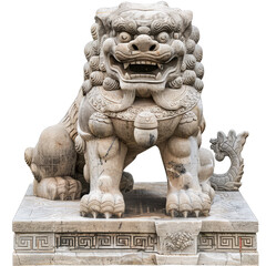 Chinese stone lion white background