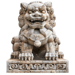 Fototapeta premium Chinese stone lion white background