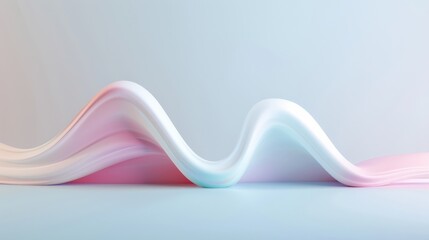 Abstract pink and white wave of soft, flowing cream on a light background.