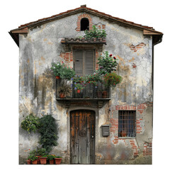 front wall of an italian house No background