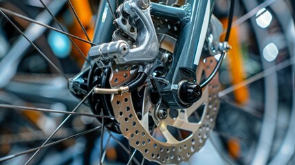 Close-up of a Bicycle's Disc Brake System