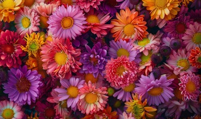 Asters in vibrant bouquets, showcasing rich autumn colors