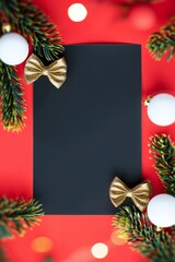 Festive Christmas banner and xmas poster, bright decorative decorations New Year holiday background. Christmas greeting card, flyer brochure cover card, party invitation
