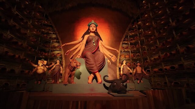 Durga puja theme pandal making, These pandal are made for Durga puja, the biggest festival of Kolkata, West Bengal
