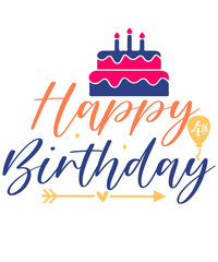 Happy 4th Birthday typography design on plain white transparent isolated background for card, shirt, hoodie, sweatshirt, apparel, tag, mug, icon, poster or badge