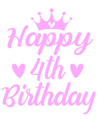 Happy 4th Birthday typography design on plain white transparent isolated background for card, shirt, hoodie, sweatshirt, apparel, tag, mug, icon, poster or badge