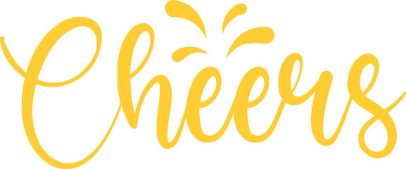 Obraz premium Cheers typography clip art design for T-shirts and apparel, Happy New Year art on plain white background for shirt, hoodie, sweatshirt, card, tag, mug, icon, poster or badge
