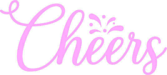 Obraz premium Cheers typography clip art design for T-shirts and apparel, Happy New Year art on plain white background for shirt, hoodie, sweatshirt, card, tag, mug, icon, poster or badge