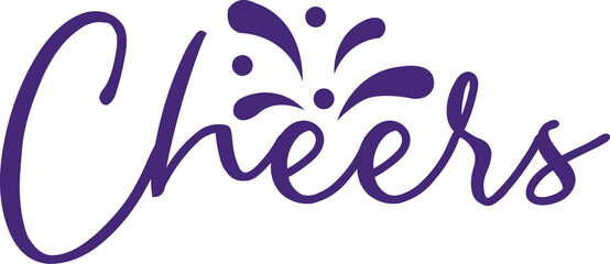 Cheers typography clip art design for T-shirts and apparel, Happy New Year art on plain white background for shirt, hoodie, sweatshirt, card, tag, mug, icon, poster or badge