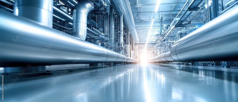 Aufkleber industrial pipe system in factory. the image features a comprehensive network of pipes and machinery