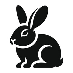 Rabbit silhouette Black rabbit logo white background