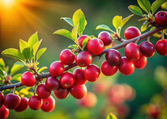Obraz premium Branch of Red Berries in Autumn Sunlight