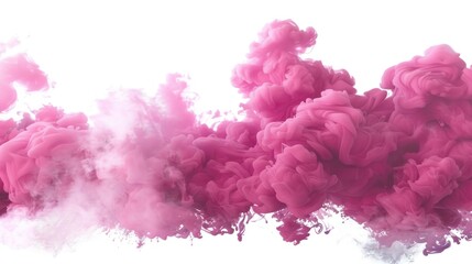 Fototapeta premium Abstract Pink Ink Swirls Against a White Background
