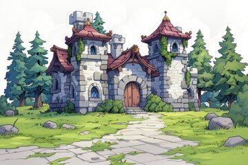 Obraz premium Stone Cottage in a Fantasy Forest