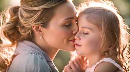 Mother Showing Love with a Kiss