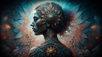 Abstract Fractal Patterns with Human Silhouette