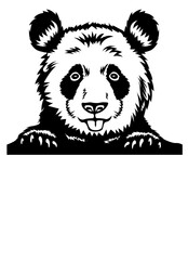 Peeking Panda | Zoo Animal | Panda | Animal Life | Wildlife | Bamboo Eater | Panda Face | Tongue out Panda | Original Illustration | Vector and Clipart | Cutfile and Stencil