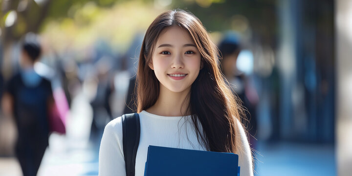 微笑む日本人の女子大学生