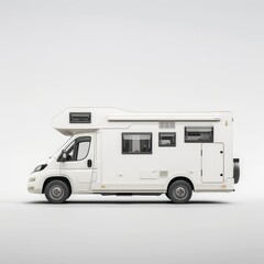 Naklejka premium Medium shot of Travel motorhome family car camping truck, isolated on a white background 