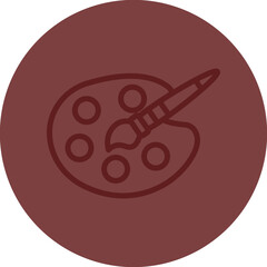 Paint Palette Vector Line Maroon Circle Maroon