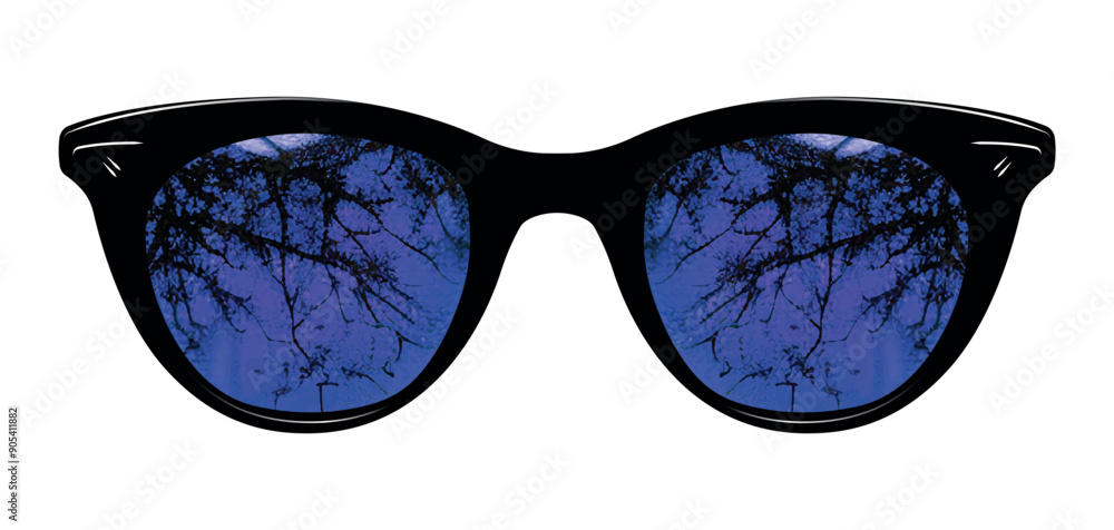 Poster horror spooky blue eye glasses vector clipart illustration - creative reflection spectacles clip art