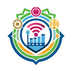 illustration of a bag with icons. Ai generate