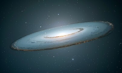 Obraz premium Galaxy M104, the Sombrero Galaxy, adorned with a dusty brim and a bright core, a captivating sight in the depths of space