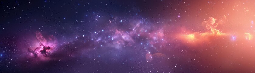 Obraz premium Purple and orange nebula with sparkling stars