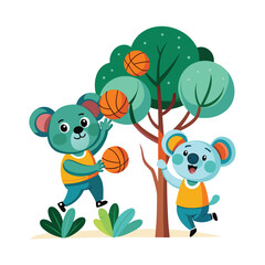 Cute Animal Playing Vector Illustration. Animal Nature Icon Concept
