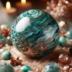 194 46 Malachite Sphere a polished sphere made of malachite beli