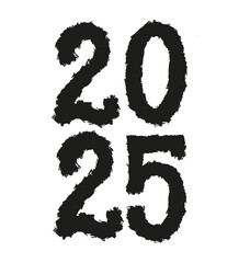 Vector 2025 year black handwriting vertical font. Illustration with lettering for calendar .Isolated typography bold text for logo design, flyer, banner, poster, planner