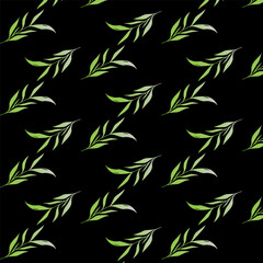 semless small vector LEAF design pattern on BLACK background