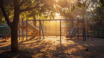 Empty Playground at Sunset.