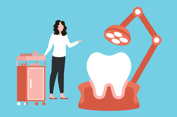 A dentist is treating teeth.