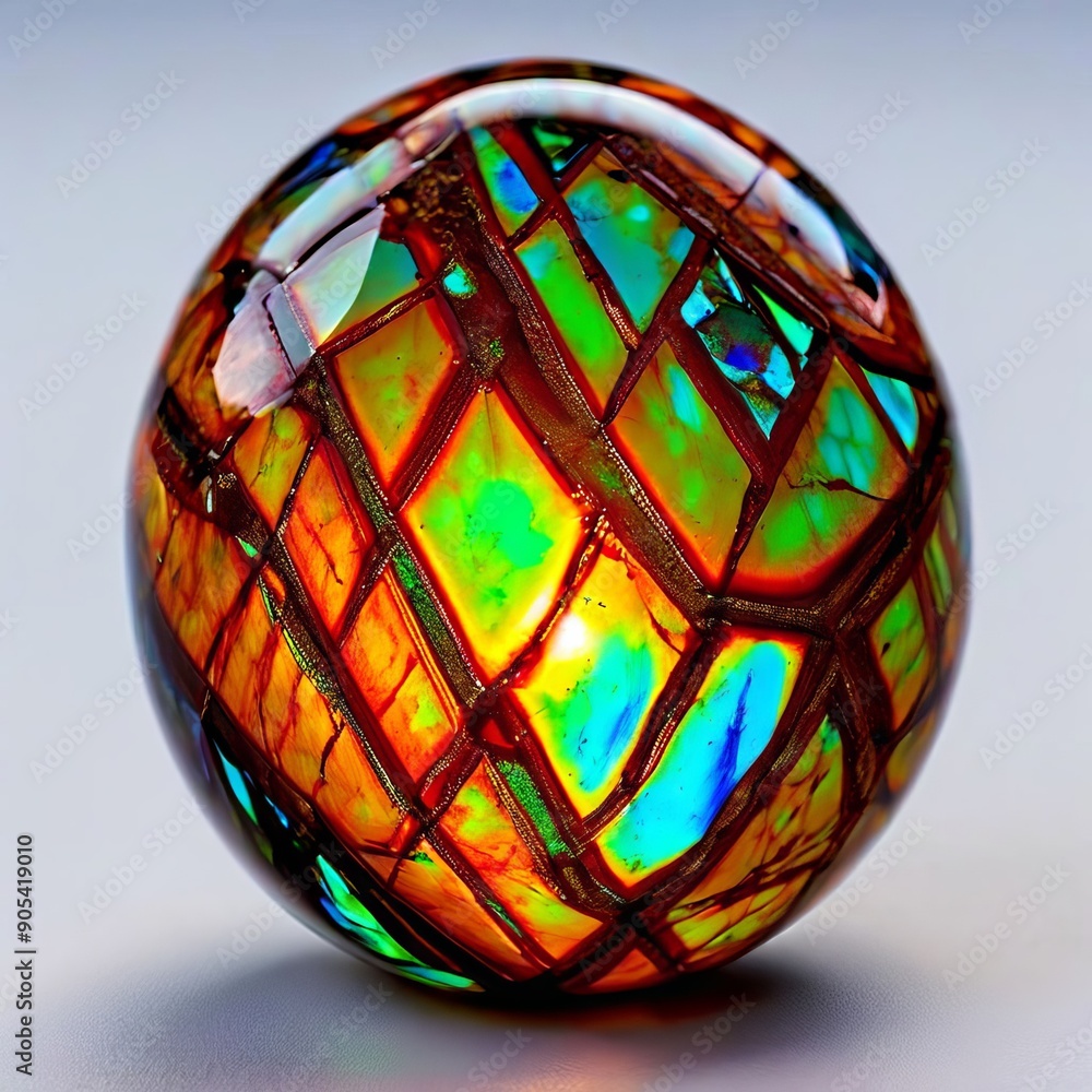 Poster harlequin opal a rare type of opal with a distinctive pattern of