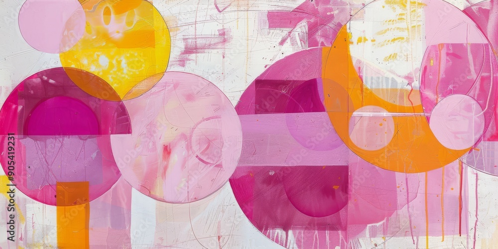 Aufkleber abstract colorful overlapping circles with pink and orange tones in dynamic composition