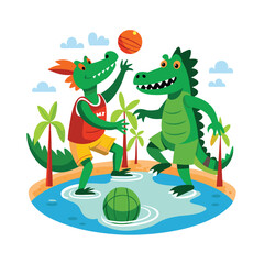 Cute Animal Playing Vector Illustration. Animal Nature Icon Concept