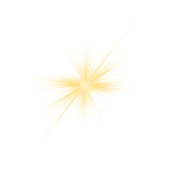 Yellow sun flash with rays spotlight, golden star