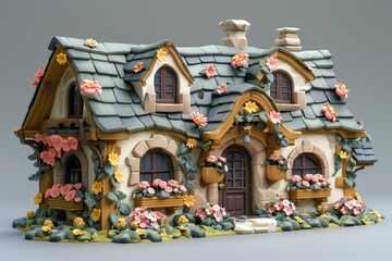 Fototapeta premium Charming Cottage with Flower Detail