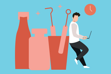 Boy checking up online.