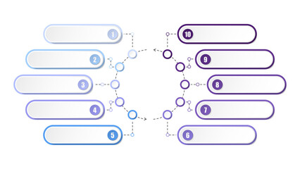 Blue tone circle infographic with 10 steps, process or options.