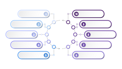 Blue tone circle infographic with 10 steps, process or options.