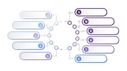 Blue tone circle infographic with 11 steps, process or options.